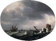 VLIEGER, Simon de, Stormy Sea - Oil on wood